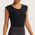 thumbnail image 3 of Workout Tank Tops Woman Lightweight Breathable Crewneck Stretchy Slim Fit Padded Crop Sleeveless Shirt Athletic Gym Tanks, 3 of 8