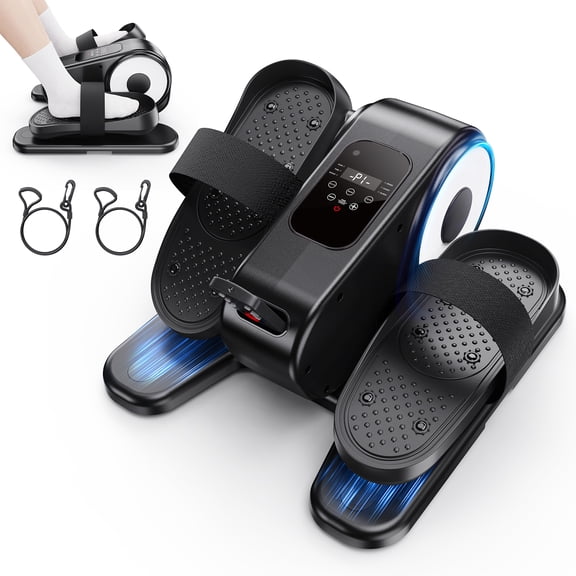 Patbrela Under Desk Elliptical Machine, Leg Exerciser While Sitting, Quiet Electric Seated Pedal Exerciser with Remote Control & 12 Adjustable Speeds for Home Office, Black