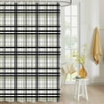 thumbnail image 4 of Fabric Shower Curtain Abstract Stripes Sage Green Black Grey Plaid Shower Curtains with 12 Hooks Waterproof Machine Washable Bath Curtains for Bathroom, 72 x 96in, 4 of 6