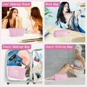 DAKIMOE Makeup Bag Cosmetic Bags Organizer Personalized Initial Travel Essentials Toiletry Bag for Birthday Christmas Girlfriend Teacher Valentines Day Gifts