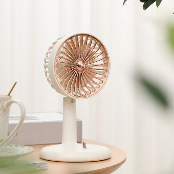 Ventilador portátil recargable USB - Ventilador de sobremesa de 2 velocidades con inclinación ajustable, 5 aspas para una refrigeración silenciosa y fuerte - blanco, verde, rosa, amarillo