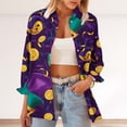 thumbnail image 4 of Camisetas de Cuello en V de Manga Larga para las Mujeres con Impresión de Navidad, Botón Delantero Blusa Tops Casuales, Regalo de Vacaciones, 4 of 9
