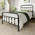 thumbnail image 2 of Allewie Twin Metal Platform Bed Frame with Vintage Pattern Headboard/Footboard, No Box Spring Needed, Black, 2 of 8