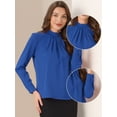thumbnail image 2 of DARING DIVA Chiffon Blouse for Women's Long Sleeve Work Shirt XL Royal Blue, 2 of 6