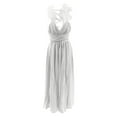 thumbnail image 5 of Summer Dresses for Women 2024 Plus Size Fashion Sleeveless Solid Color Lace Pleated Skirt Dress Short Sleeve V-neck Ankle-length Dress Womens plus $15 & under, 5 of 6