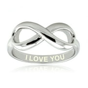 Sterling Silver I Love You Engraved Infinity Ring