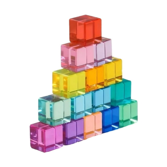 Xuanheng Rainbow Building Blocks Set Colorful Educational Toys for Ages 3-6 Kids Gift 15pieces