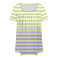 thumbnail image 5 of Yusom Summer Womens Loose Tops Dressy Casual Plus Size Striped Gradient Print Shirts for Outdoor Square Neck Short Sleeve Tops Blouses Yellow XXXXL, 5 of 5