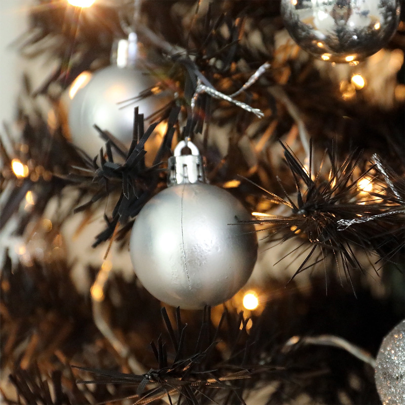 CASAFUN Mini Black Christmas Tree, Tabletop Christmas Tree with Light and Ornament, Pre-Lit Desktop Christmas Tree Xmas Tree for Christmas Decoration Supplies
