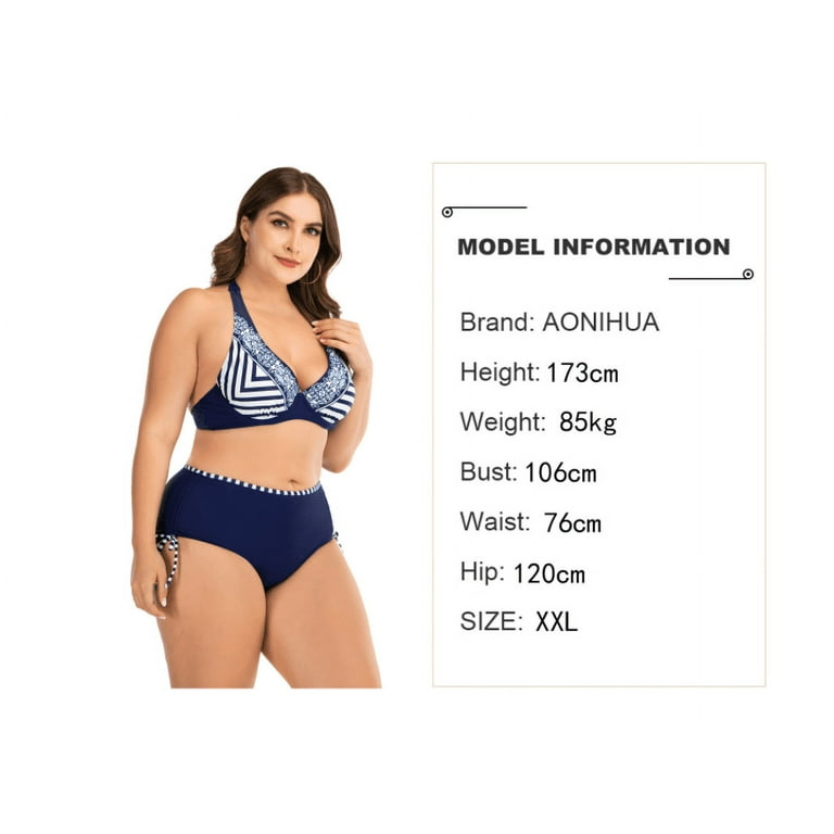 Large size bikini bikini woman underwire big cup ladies swimsuit. Swimsuits  For All Women's Plus Size Halter Bikini Set，Blue