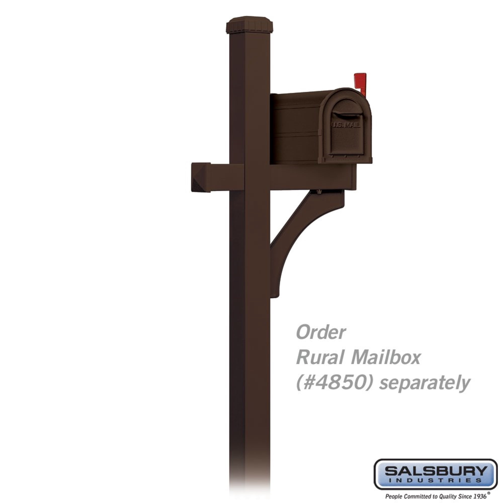 Salsbury Industries Deluxe Mailbox Post, 1-Sided, In-Ground Mounted