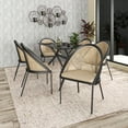 thumbnail image 4 of LeisureMod Dining Chair with Vinyl Fabric Seat and Wicker Backrest in Black Stainless Steel Legs Modern Accent Armchair Urbane Collection in Cream, 4 of 12