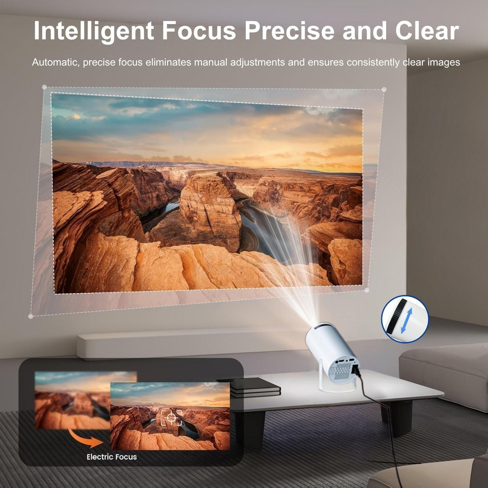 Lumi Beam Projector, 4K UHD LumiBeam Portable Projector with WiFi and Bluetooth, 180° Rotatable Auto Keystone Correction, Eye-Friendly Design, for Reading, Playing, Home Theater