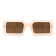 thumbnail image 1 of Womens Mod Minimal Rectangle Plastic Sunglasses Peach Brown, 1 of 4