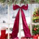 thumbnail image 4 of Adornos navideños, adorno navideño, lazo rojo extragrande de 117 cm para árbol de Navidad, lazo de satén rojo con serpentinas largas para decoración navideña del hogar, colgante rojo de 120 cm, 4 of 7