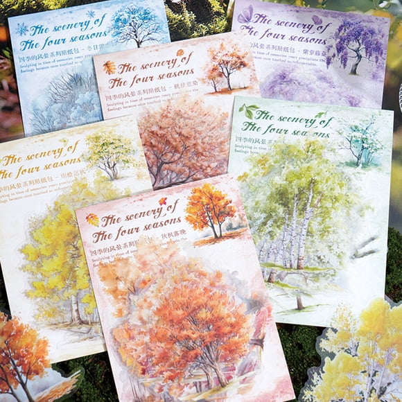 Alideco 20pcs Scrapbook Stickers Vintage Of The Four Seasons Scrapbooking Junk Journal Crafts Embelishment Decoration Stickers
