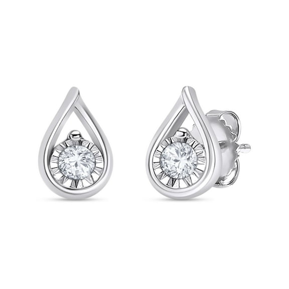AFFY Solitaire Stud Earrings for Women | 1/2 Carat Round Lab Grown Diamond Miracle Set Teardrop Earrings |14K White Gold Over Sterling Silver Jewelry Gifts For Her Push Back Earrings (0.50 Ctw)