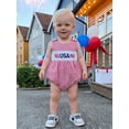 thumbnail image 5 of BemeyourBBs Newborn Baby Boy Girl 4th of July Outfit Independent Day Summer Smocked Bubble Romper Patriotic American Flag Embroidery Sleeveless Gingham Plaid Bodysuit Jumpsuits, 5 of 9