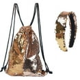 thumbnail image 3 of Conjunto de diadema con lentejuelas de sirena, bolso deportivo, mochila con cordón, bolso de maquillaje para exteriores, 3 of 6