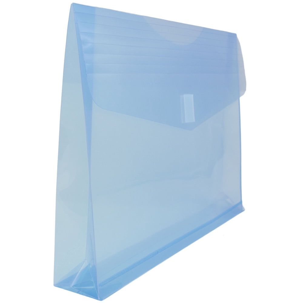 JAM Paper Plastic Expansion Envelopes, Hook & Loop, Letter Booklet, 9 3/4 x 13, 2 in Expansion, Blue, 3/Pack