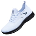 thumbnail image 2 of Men's Casual Walking Shoes Lightweight Mesh Running Sneakers Breathable Slip On Tennis Shoes Comfortable Athletic Work Shoes Non Slip Everyday Comfort Gym Fitness Travel Sneakers, White, US Size: 7, 2 of 3
