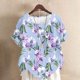 thumbnail image 2 of Camisas de Manga Corta para las Mujeres Casual Cuello Redondo Cómodo Regular de Lino Blusa Botón Superior Verano Manga Corta Tops para las Mujeres, 2 of 5