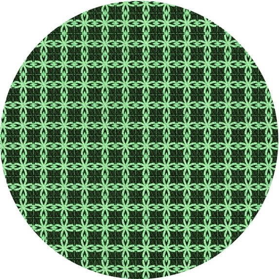 Ahgly Company Machine Washable Indoor Round Transitional Green Area Rugs, 4' Round