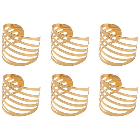 

Gold Napkin Rings 6 Hollow Napkin Ring Holder for Wedding Christmas Gathering Table Decoration