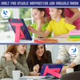 thumbnail image 5 of SaniMore Case for Lenovo Tab M10 Plus 3rd Gen 10.6 inch 2022 TB-125F/128F, Shockproof Silicone Backplane Rugged PCRotating Stand Pen Holder Anti-drop Heavy Duty Protective Cover, Navy+Rose, 5 of 5
