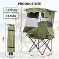 thumbnail image 6 of ABORON Camping Chair with Canopy Shade, Folding Beach Canopy Chair with Cooler Bag, Side Pockets and Cup Holder, Portable Ergonomic Camping Chair for Adults Camping, Picnic, Fishing, Tailgate - Green, 6 of 9