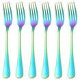 thumbnail image 3 of Dinner Fork Set Rainbow 6 Piece 18/10 Stainless Steel Kitchen Flatware 8-Inch Modern Salad Dessert Forks Only Service For 6 Colorful Silverware Utensils Cutlery Dishwasher Safe Multicolor, 3 of 9