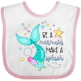 thumbnail image 3 of Inktastic Be a Mermaid Make a Splash Blue Mermaid Tail Boys or Girls Baby Bib, 3 of 4