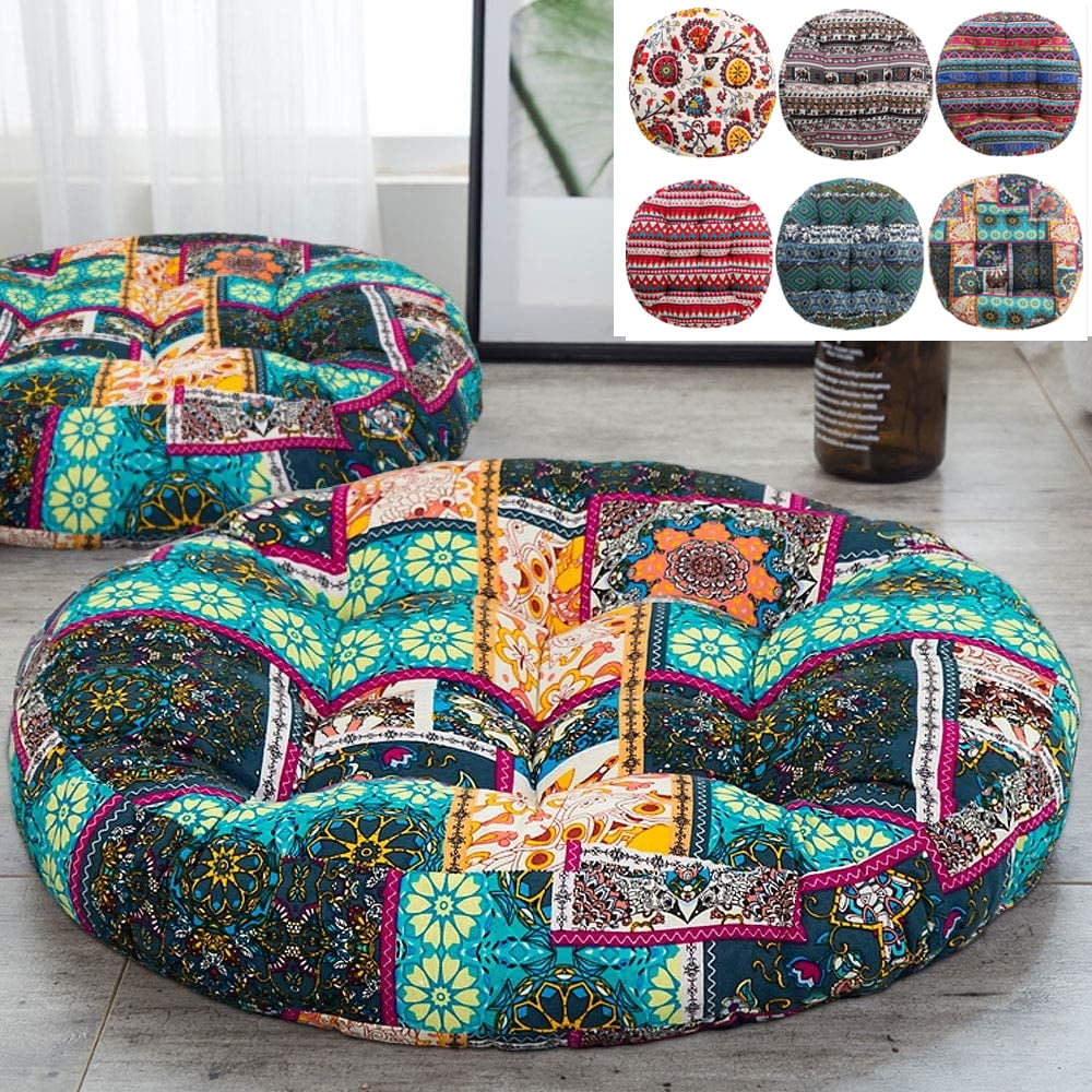 22in Large Round Floor Pillow, 4in Thicken Back Tatami Seating Cushion