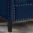 thumbnail image 4 of 48" Storage Bench, Button Tufted Upholstered Footrest Stool with Armrest, Wood Legs and Nails Trim, End of Bed Bench for Entryway, Living Room, Bedroom, Navy, 4 of 7