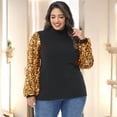 thumbnail image 4 of Women's Plus Size Sparkle Sequin Sweatshirt Mock Neck Pullover Long Sleeve Glitter Party Tops- 4X,Black and Gold, 4 of 5