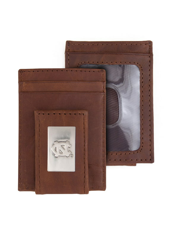 Brown North Carolina Tar Heels Leather Front Pocket Wallet