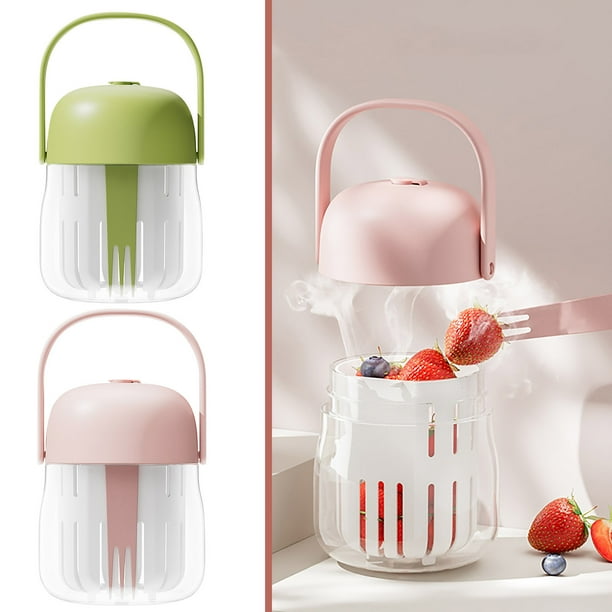 Taza de ensalada 2 en 1 con bandeja de hielo | Frutero y Vaso Multifunción | La bolsa de hielo incorporada mantiene las ensaladas frescas | Contenedor de almuerzo portátil a prueba de fugas
