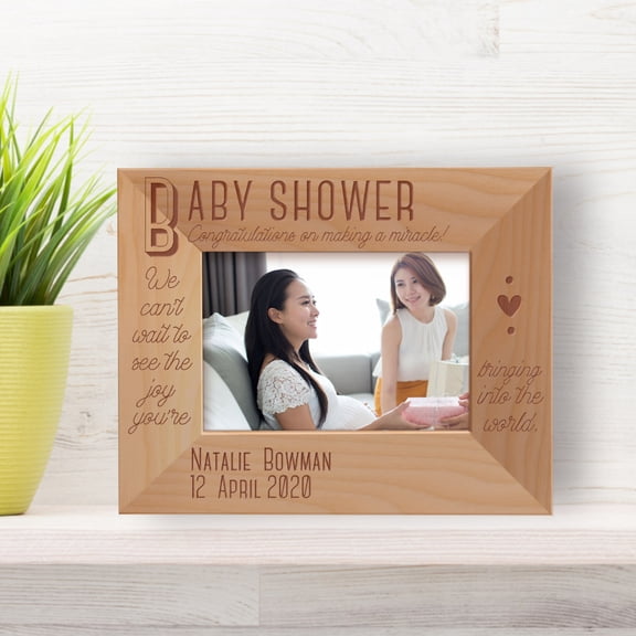 Congratulations On Making A Miracle Personalized Wooden Frame-5" x 3 1/2" Brown Horizontal