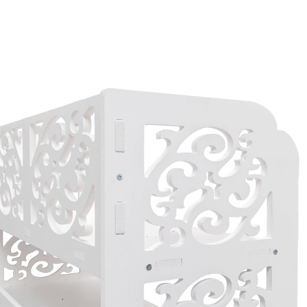 Kepooman 4 Tiers Wood-plastic Board Carved Shoe Rack, White B Kepooman 4 Tiers Wood-plastic Board Carved Shoe Rack, White B