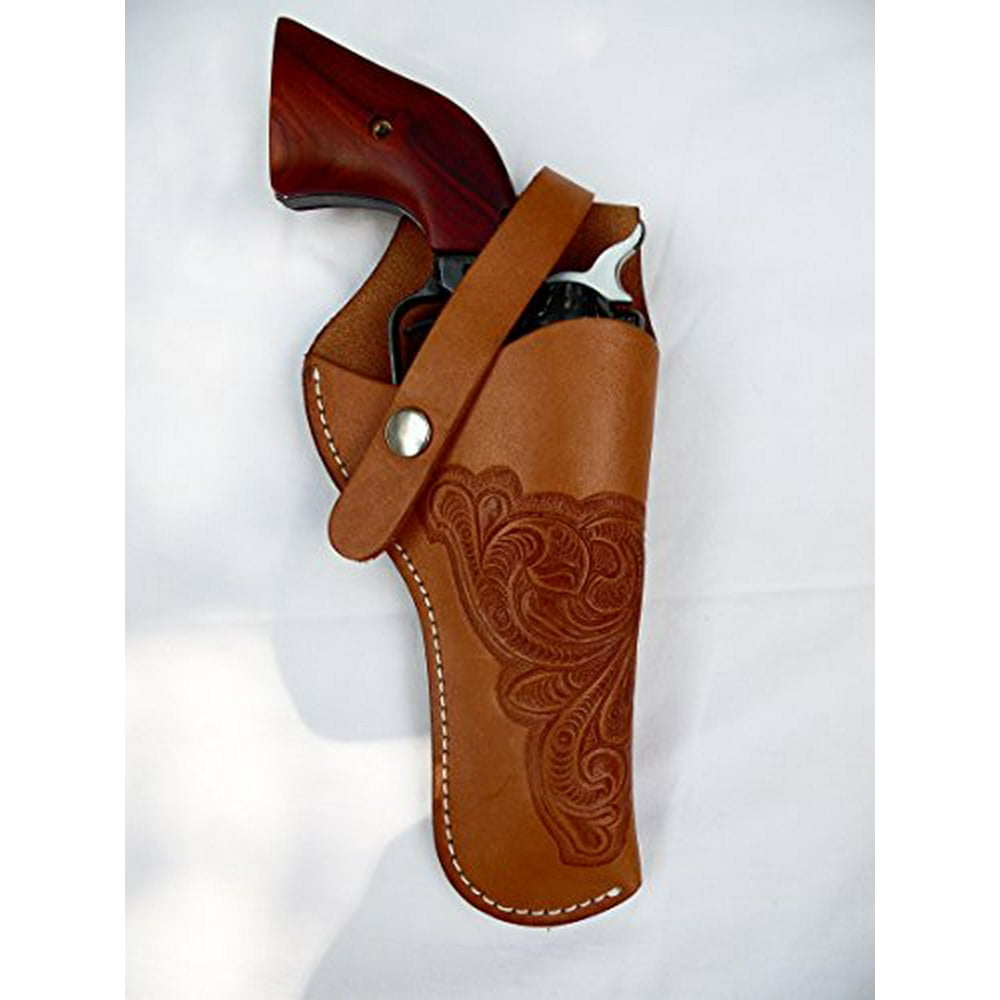 Leather Gun Holster 61 Natural Solid Leather with Embossed Design