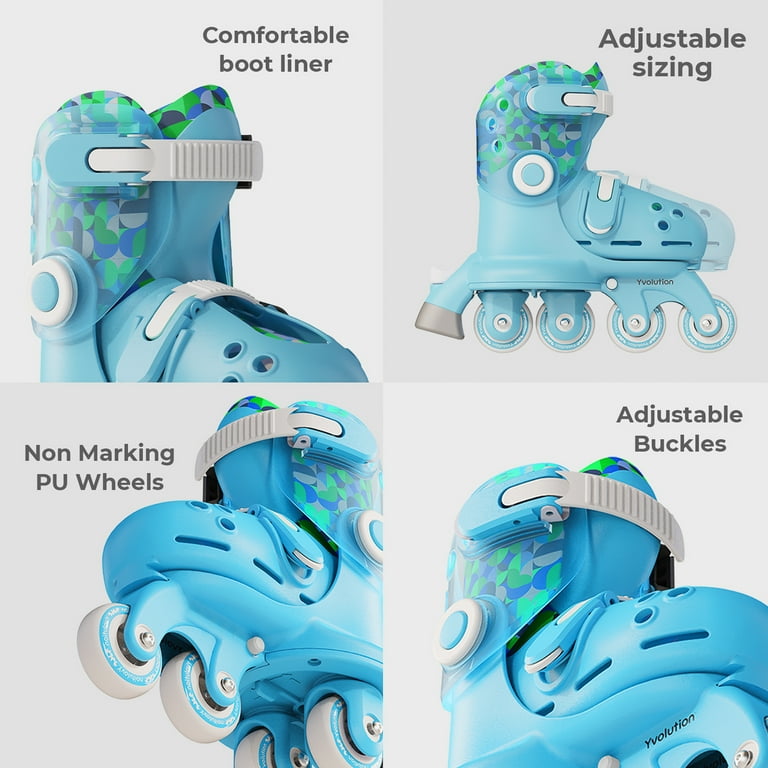 Yvolution Twista Skates and Safety Pads for Beginner Skaters, 7J