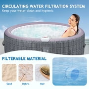 82 Inflatable Hot Tub, Segmart 5 to 7 Person Outdoor Hot Tub, Round Portable Home Spa with 130 Soothing AirJets, Lockable Cover, and Storage Bag, Built-in Heater Pump, Max. 104°F