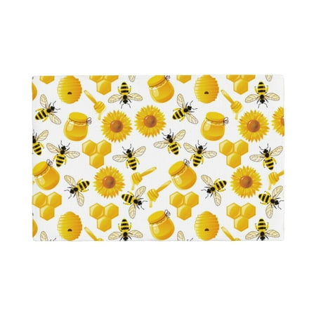 

Placemats Set of 6 lively cartoon bees honey Place mats for Dining Table Indoor/Outdoor Cute Heat Resistant Washable Table Mats(18 x 12 )