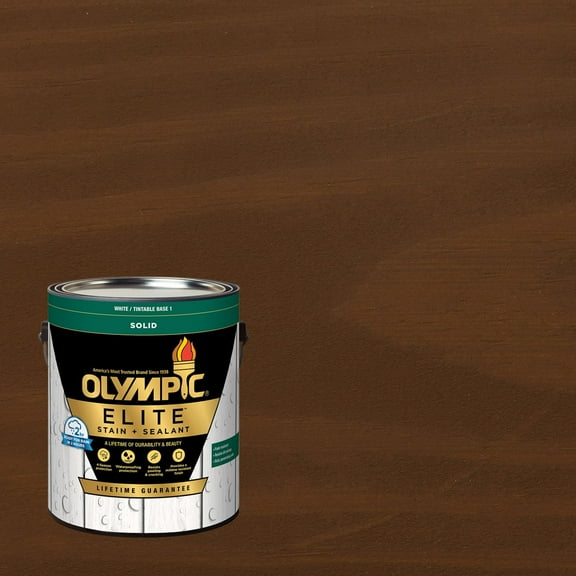 Olympic Elite 1 Gallon SC-1016 Chestnut Brown Solid Advanced Exterior Stain and Sealer in One