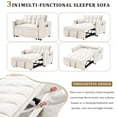 thumbnail image 5 of 53 inch 3-in-1 Convertible Sofa Bed  Pull Out Sofa, Multi - Functional Loveseat Sleeper with Adjustable Back, Side Pockets & Smooth Wheels, Velvet Upholstered for Living Room, Beige, 5 of 7