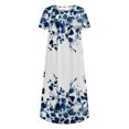 thumbnail image 3 of Robes T-Shirt 2023 Mode Femmes Été Imprimé Décontracté Col en V Boutons Manches Courtes Vacances Poches Robe Manches Courtes en Solde, 3 of 4