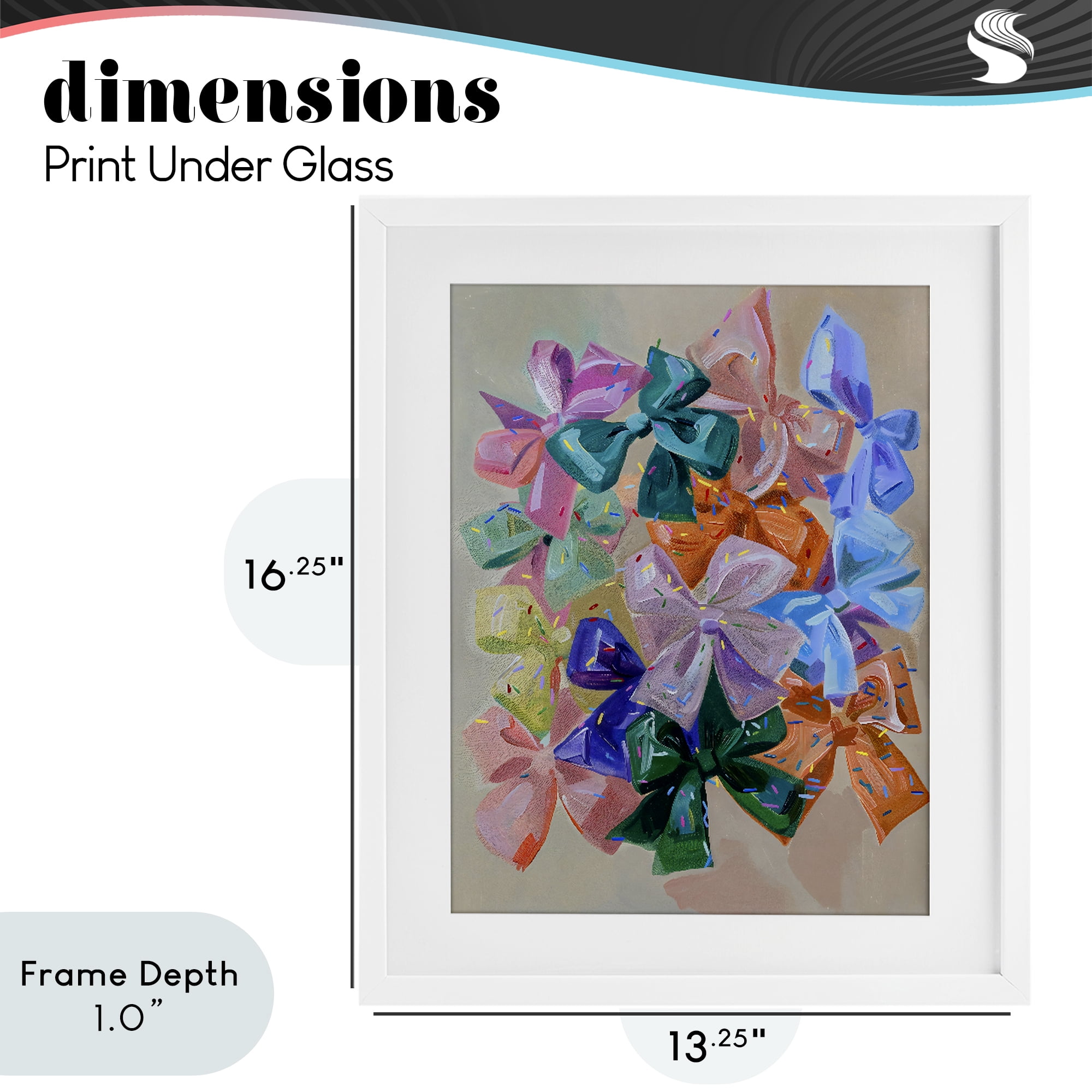 Stupell Industries Bright Bows Cluster with Sprinkles White Framed Print Under Glass, design by The Prints Vibe