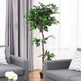 thumbnail image 4 of Costway 5.5' Artificial Ficus Silk Tree Wood Trunks Green In/Outdoor Home Decor, 4 of 10