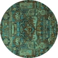 thumbnail image 1 of Ahgly Company Machine Washable Indoor Round Animal Turquoise Blue Traditional Area Rugs, 3' Round, 1 of 4