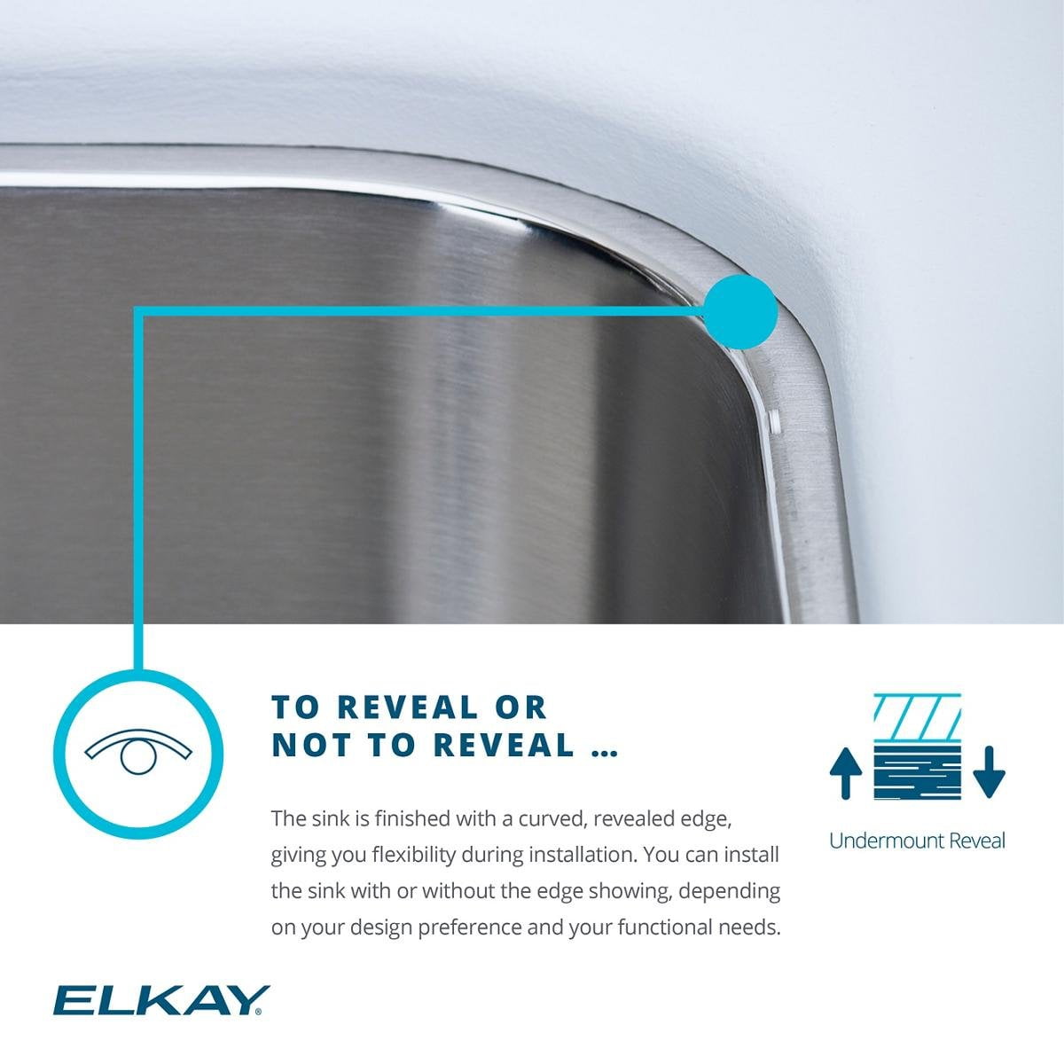 Elkay, ELUHAD191655 , 18 Gauge Stainless Steel 21.5" x 18.5" x 5.375" Single Bowl Undermount Kitchen Sink, Sinks